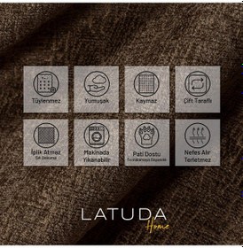 Resim Jakarlı Şönil Koltuk Örtüsü Kanepe Örtüsü Koltuk Şalı 110x175 2 Ad. Kaymaz Kahve Kahve 