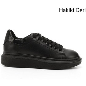 Resim Gönderi R Kadın Kömür Bağcıklı Dolgu Taban Hakiki Deri Sneaker Gdza13424283 Siyah 