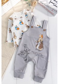 Resim Babymod Tavşan Fiğürlü 2'li Erkek Bebek Salopet Tulum Gri 