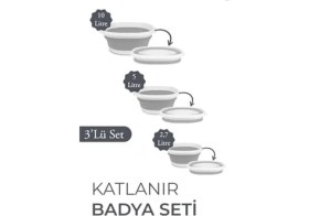 Resim Pazar Kapısı Katlanır Badya Akordiyon Silikon Leğen (Badya Set (10-5-2,7) Litre) 