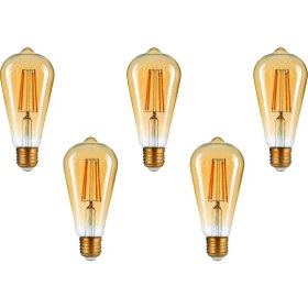 Resim AC Aydınlatma 4W Rustik Ampul 2500K (Amber Işık) ST64 - 5 Adet 