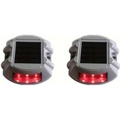 Resim Fastbuy 2 Adet Kırmızı Güneş Enerjili Dış Mekan Rıhtım Işıkları Döküm Alüminyum Led Yol Işıkları 