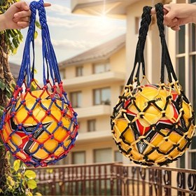 Resim 1 Adet Sağlam Nylon Basketbol ve Futbol Antrenman File Çantası - Geniş Kapasiteli Çoklu Spor Topu Saklama, Güçlendirilmiş Altıgen Tasarım, Karışık Renkler (Mavi/Kırmızı/Sarı/Siyah) & Güvenli İpli Kapatma, Pratik Seyahat İçin, İç/Dış Mekan Kullanımı, Dayanıklı Yapı 