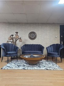 Resim Zafir İstiridye Takım Siyah Boyalı Telli Ayak Çay Seti Koltuk Takımı Füme 