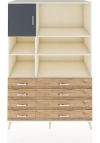 Resim Kronos Dolap 7 Raflı 8 Çekmeceli Tek Kapaklı 132x59x195 Aytaşı-antrasit/çam Antrasıt/atlas Çam 