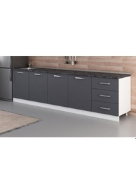 Resim Minar 300 Cm Mutfak Dolabı Beyaz Antrasit 300-A3-Alt Modül Beyaz 