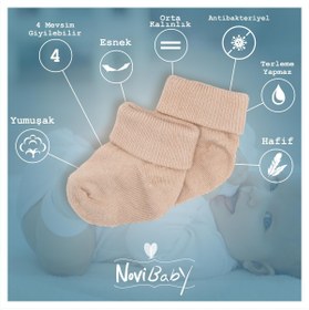 Resim Novibaby 3'lü Bambu Yenidoğan Bebek Çorap I Goldies I Kız Erkek Bebek Çorabı 