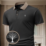 Resim Erkekler için Kırmızı Polo Gömlek, Hayat Ağacı Desenli - Günlük Kısa Kollu, Düğmeli Yaka, Yaz Spor Giyimi, Golf, Tenis, Spor Salonu ve Koşu için | Şık ve Rahat Kumaş, Golf Giyimi | Ağaç Grafikli Gömlek | Rahat Uygunluk, Golf Gömleği 
