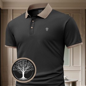 Resim Erkekler için Kırmızı Polo Gömlek, Hayat Ağacı Desenli - Günlük Kısa Kollu, Düğmeli Yaka, Yaz Spor Giyimi, Golf, Tenis, Spor Salonu ve Koşu için | Şık ve Rahat Kumaş, Golf Giyimi | Ağaç Grafikli Gömlek | Rahat Uygunluk, Golf Gömleği 