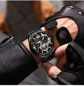 Resim Yingfu 8395 Metal Takvim Kol Saati Siyah Çelik Kayışlı Altın 