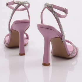Resim Dgn 2026 Kadin Silver Taşli Bilekten Kemer Bağlamali Topuklu Sandalet 2026-2219-R11119 Lila 