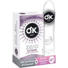 Resim Okey Zero Extreme 20'li Prezervatif + Okey Zero Jel 100 ml Seti 