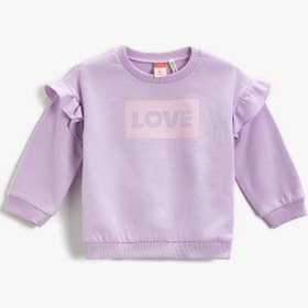 Resim Kız Bebek Love Baskılı Fırfırlı Sweatshirt Pamuklu 