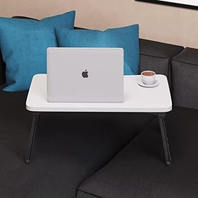 Resim interGO Beyaz Renkli Laptop Katlanabilir Yatak Koltuk Üstü Kahvaltı Bilgisayar Sehpası - Beyaz 