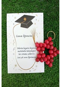 Resim 5 Adet Kırmızı Anahtarlık Mezuniyet Hediyesi - Okul Hediyesi - Yı 