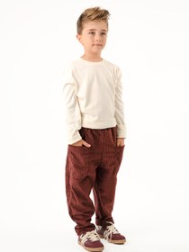 Resim Bordo Kadife Boyfriend Pantolon - 7 Yaş 