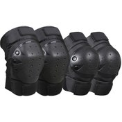 Resim Ranyeek Motosiklet Ve Bisiklet İçin 4'lü Koruyucu Set - Diz Ve Dirsek Koruması, Eva Yastık Ve Pe Kapaklı Spor Koruyucuları Siyah 