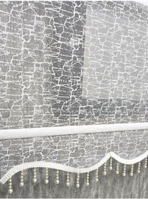 Resim Bbb Çift Mekanizmalı Desenli Boncuklu Tül Ve Stor Perde Ekru Mt4004b 001 