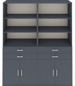 Resim Hyperion Gardrop 8 Raflı 4 Çekmeceli 4 Kapaklı 176x44x221 Antrasit-antrasit Antrasit 