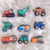 Resim Clogs, Jigs Bubble Slides Sandaletler için 9 adet Yumuşak Mühendislik Araba Serisi Ayakkabı Süsleri, Erkekler ve Kadınlar için PVC Ayakkabı Süsü Aksesuarları, Noel Doğum Günü Hediyesi, Parti Hediyelikleri 