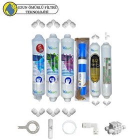 Resim Pemax Water Solutions Kapalı Kasa Su Arıtmaya Uygun Sertifikalı 6'lı Vontron 4000 TDS Mebran Purefer-B12 Alkali Set 
