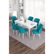 Resim Canisa Concept Eva Serisi 80 x 132 cm Açılabilir Mdf Mutfak Masa Takımı Beyaz Masa ve 6 Sandalye 