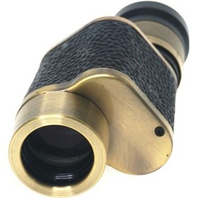 Resim Skygo 6x24 Baigish Askeri Tarzi Pirinç Ve Deri Kaplamalı Deri Çantalı Monocular Dürbün Sarı Açık Mavi 