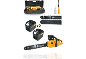 Resim DJ16 Sarı Şarjlı Ağaç Odun Kesme Makinası Zincirli Testere 21V 4 Amper 20 Pilli Kömürsüz 
