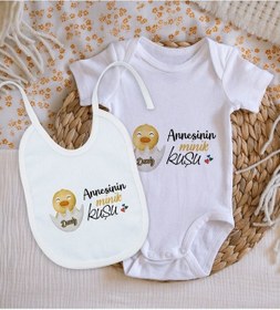 Resim Bitmeyenkartus Bk Kids Kişiye Özel Annesinin Minik Kuşu Tasarımlı Bebek Body Zıb Çok Renkli 
