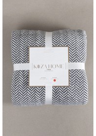 Resim Twin Battaniye Soft Pamuklu Tek Kişilik Battaniye Antrasit Krem 150 X 200 5018a Krem 