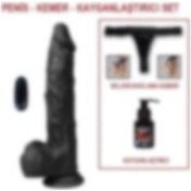 Resim Odins Shop 21 CM Belden Bağlamalı Titreşimli Gerçekçi Silikon Zenci Penis Set 