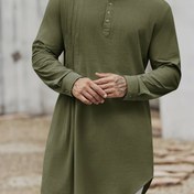Resim Erkekler için Kaftan Thobe Henley Gömlek Uzun Kollu Robe Günlük Müslüman Elbise Kurta, Ramazan Hediyesi, Yaşlılar İçin Hediye 