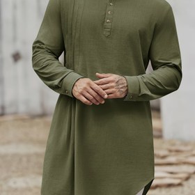 Resim Erkekler için Kaftan Thobe Henley Gömlek Uzun Kollu Robe Günlük Müslüman Elbise Kurta, Ramazan Hediyesi, Yaşlılar İçin Hediye 
