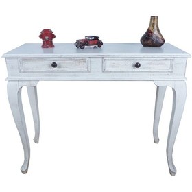 Resim 120 Cm Beyaz Eskitme Dresuar & Makyaj Masası Beyaz 