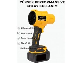 Resim Mena Rise Ahv-18 Turbo Hava Üfleyici | 4 Kademe Hız | 21V 431W Kablosuz Blower | 32.000 Rpm’’ - Lisinya 
