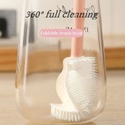 Resim 360° Katlanabilir Başlıklı Tam Temizlik Silikon Fırça, Uzun Saplı, Şişeler ve Bardaklar için Yeniden Kullanılabilir, Mutfak ve Ev Kullanımı, Ticari Temizlik Aracı, Güç Gerektirmeyen, Silikon Malzeme 