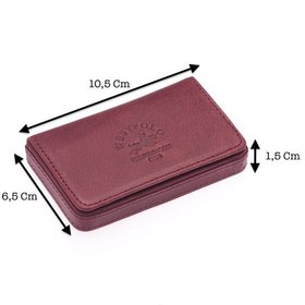 Resim Westpolo Eskitme Hakiki Deri Unisex Tek Bölmeli Kartlık - Bordo Bordo 