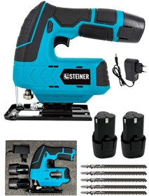 Resim Steiner ST-12V 3.0AH M Li-ion Çift Akülü Şarjlı Dekupaj Testere Mavi 