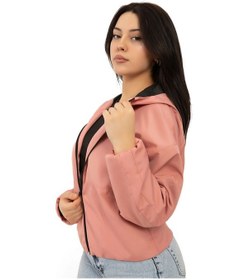 Resim Kadın Pudra Kapüşonlu Su Ve Rüzgar Geçirmez Cepli İçi Astarlı Oversize Yağmurluk Pudra 