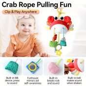 Resim 1 adet Karides İpi Çekme Eğlenceli saç tokası ve Her Yerde Oyna - Etkileşimli Karides Oyuncak, Dahili Zil, Yumuşak Kumaş ve Renkli Boncuklar, Taşınabilir Puset ve Yatak Asılı Oyuncak, Bebekler, Çocuklar için Hediye, Karides Oyuncak, Bebek Zil Oyuncak, Çocuklar için Zil, Bebek Sandalyesi Aksesuarı 
