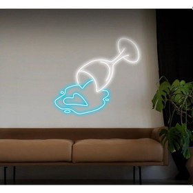 Resim Şarap Bardağı Figürlü Neon Tabela Turkuaz 
