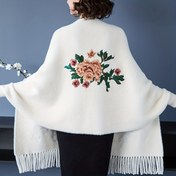 Resim Faux Fur Nakışlı Şal Cheongsam Dış TasselCloak Eşarp Zarif Kadın Kalın Şal Sonbahar Kış Eşarp Bir Broş Göndermek İle 