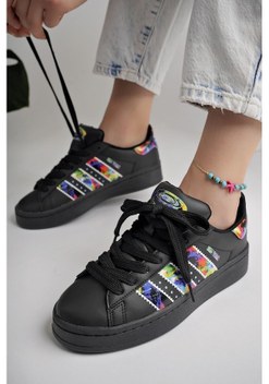 Muggo Flower Garantili Kadın Ortopedik Günlük Bağcıklı Yürüyüş Koşu Sneaker Spor Ayakkabı 001