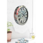 Resim Bahat Krom Çerçeveli Salon Ofis Duvar Saati 36 cm 