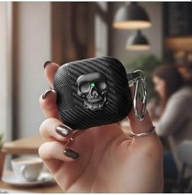Resim Apple AirPods Pro/Pro 2.Nesil Kılıf Güvenli Kilitli Kuru Kafa Karbon Koyu Gri - AirPods Pro ile uyumlu, 87007130 