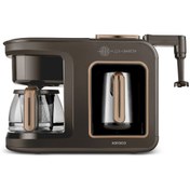 Resim Karaca Hatır Plus Barista Steel 6 in 1 Çelik Cezveli Konuşan Közde Türk Kahve Makinesi Walnut Brown 