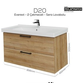 Resim Creavit D20 100 Cm İki Çekmeceli Lavabo Dolabı Everest Melamin Kapak Ahşap 