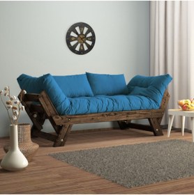 Resim Woodesk Adalar Masif Ceviz-mavi Renk 2li Kanepe Cpt8115-210 