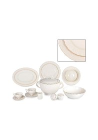 Resim İpek 83 Parça Cream Altın Yemek Takımı Rosen-83 Krem 