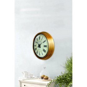 Resim Bahat Altın Varaklı Salon Ofis Duvar Saati Alüminyum Çerçeve 40 cm 